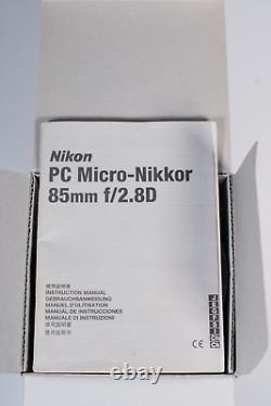 Nikon PC Micro-Nikkor 85mm F/2.8 D, Objectif à décentrement et bascule, Excellent, Complet, TVA