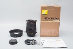 Objectif Nikon PC-E Micro Nikkor 45mm f/2.8 D ED à bascule et décentrement, Monture Nikon F, Boîte d'origine