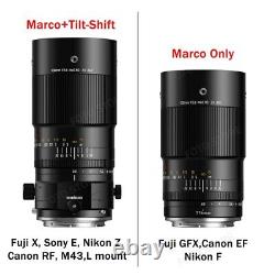 Objectif TTartisan 100mm F2.8 Tilt Shift 2X Macro plein format pour Fuji X Sony E Canon