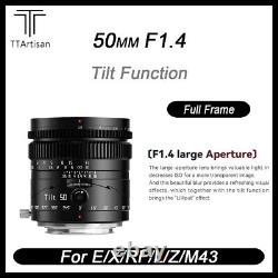 Objectif à décentrement et bascule TTArtisan 50mm F1.4 pour Canon Nikon Sony Fujifilm M43 plein format